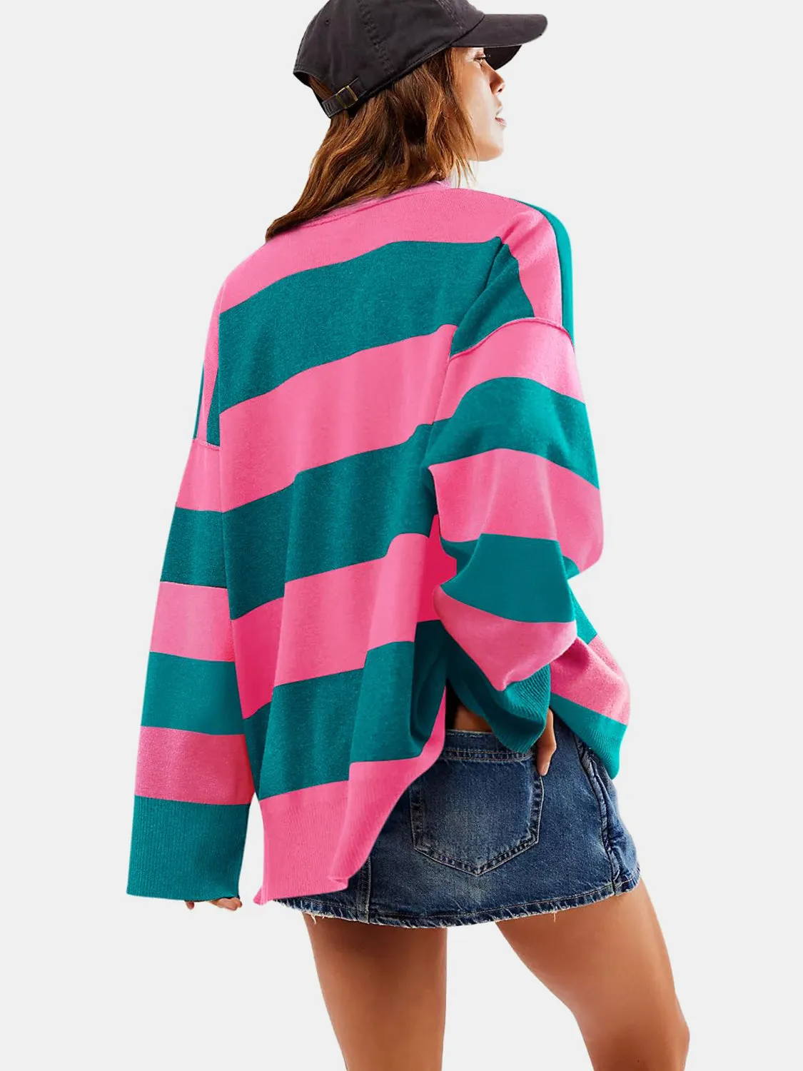 Rosie Color Block Half Zip Long Sleeve Sweater