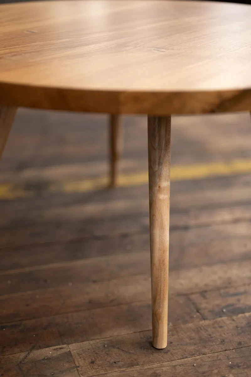 Round Mid Century Modern Wood Coffee Table with Turned Legs | Velma Table