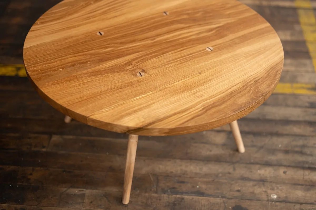 Round Mid Century Modern Wood Coffee Table with Turned Legs | Velma Table