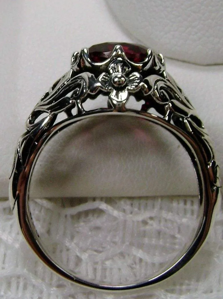 Ruby Red Ring, Daisy Filigree, Victorian Jewelry #D66