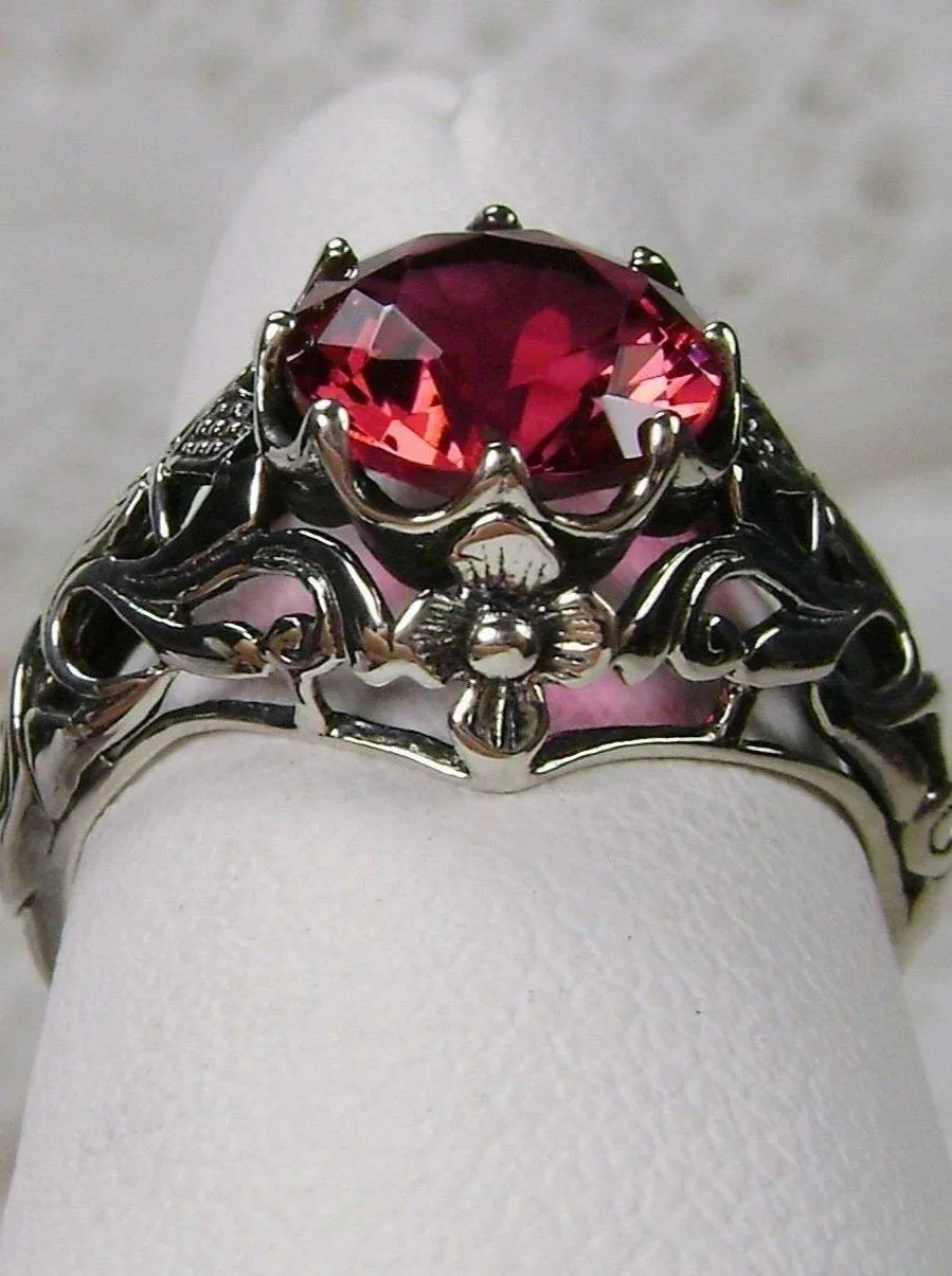 Ruby Red Ring, Daisy Filigree, Victorian Jewelry #D66