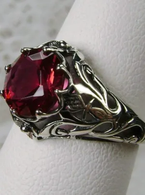 Ruby Red Ring, Daisy Filigree, Victorian Jewelry #D66
