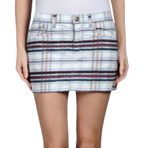 See by Chloe’ Garment Dyed Plaid Denim Mini Skirt Y2K