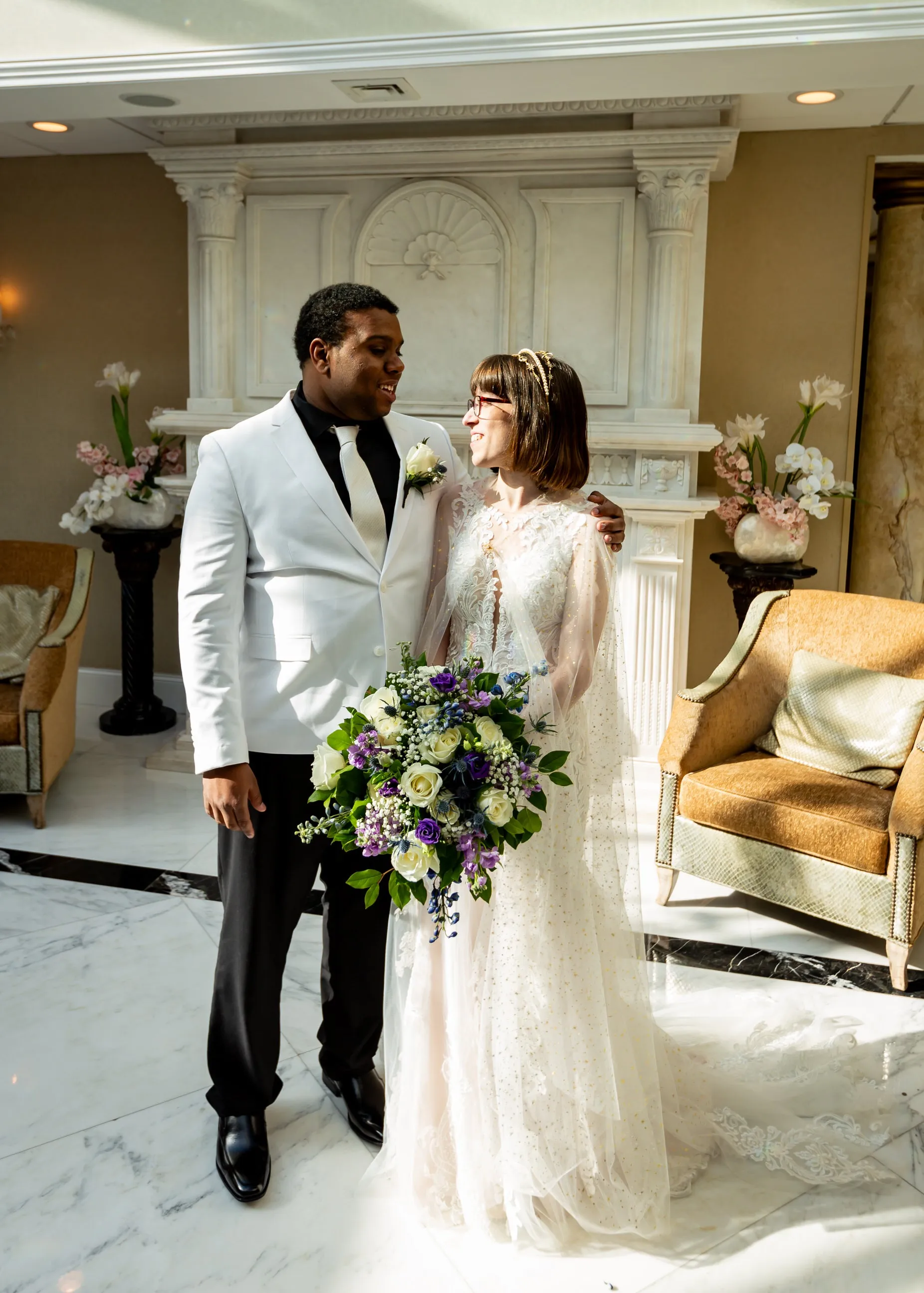 Sheer Ivory   Gold Starburst Floor Length Wedding Cape