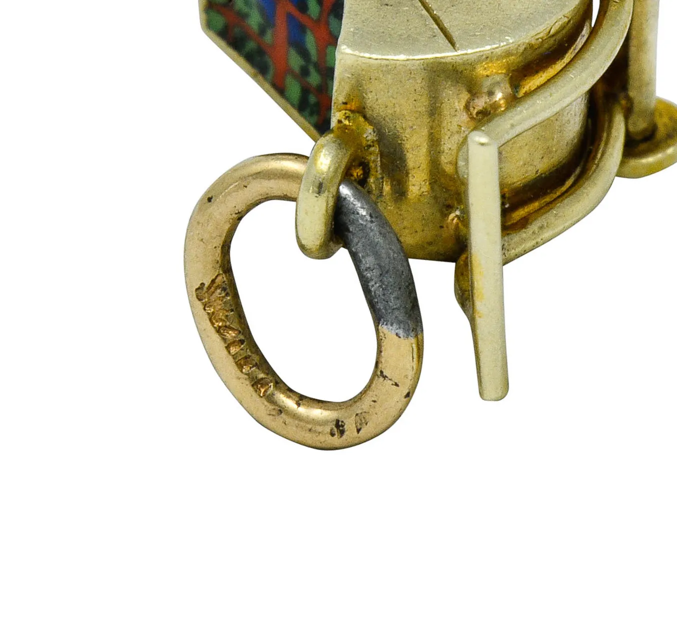 Sloan & Co. Retro Enamel 14 Karat Gold Baby Carriage Charm