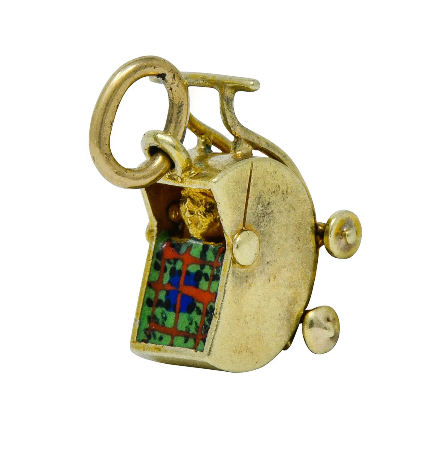 Sloan & Co. Retro Enamel 14 Karat Gold Baby Carriage Charm