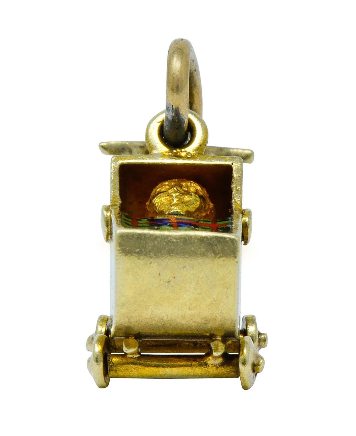 Sloan & Co. Retro Enamel 14 Karat Gold Baby Carriage Charm