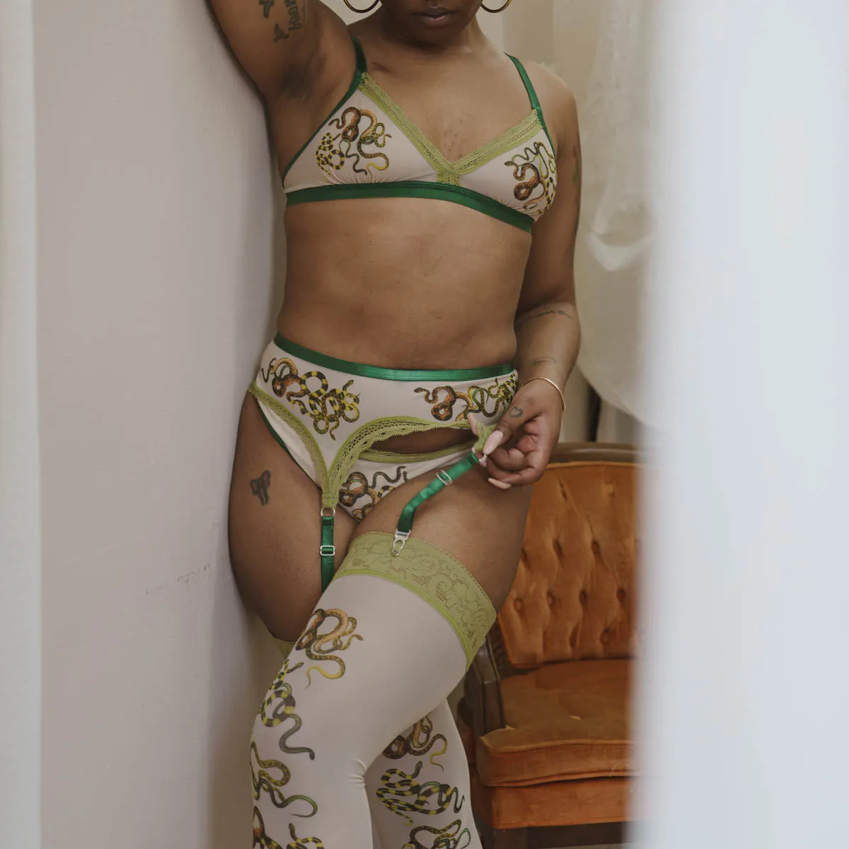 Snakes Printed Mesh Bralette