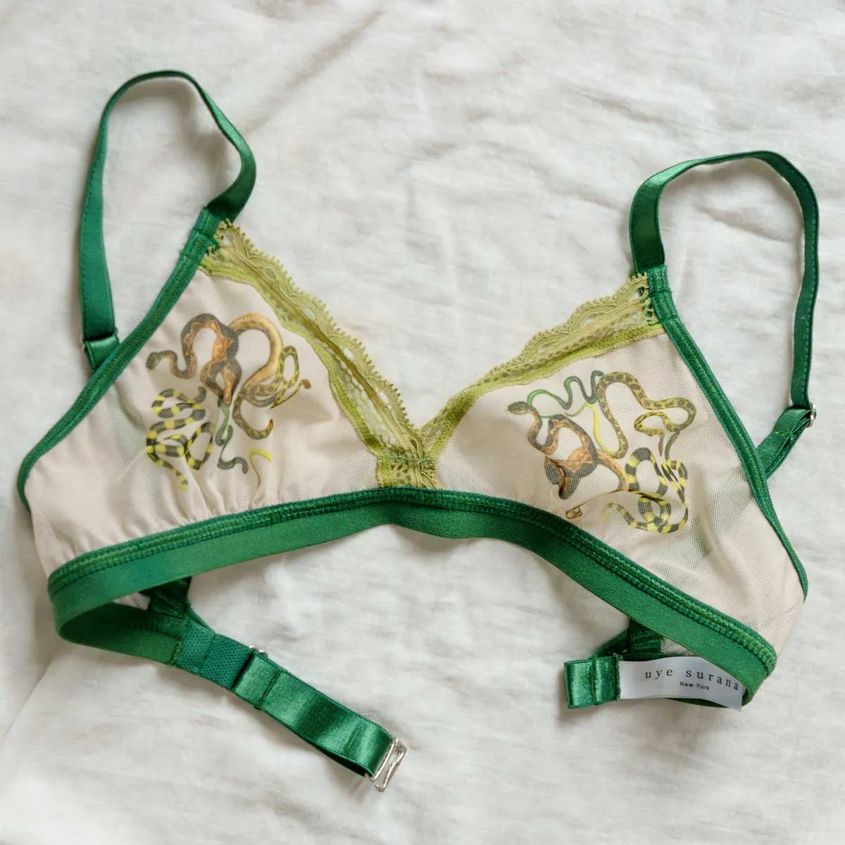 Snakes Printed Mesh Bralette