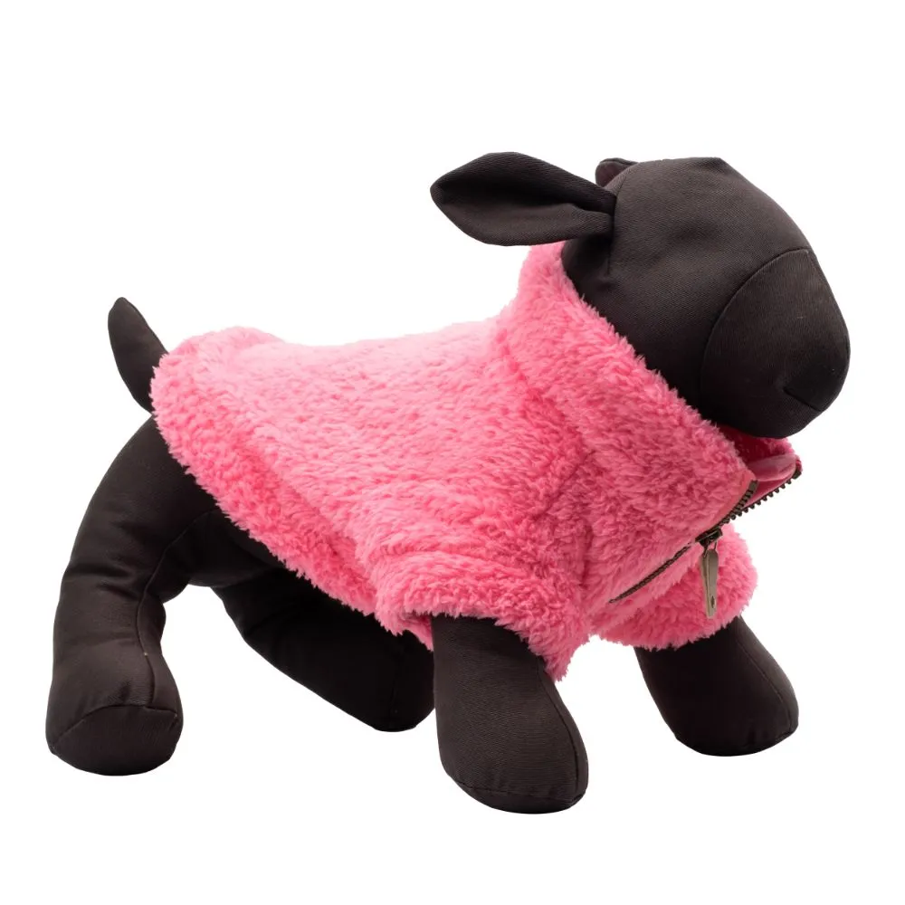 Solid Plush Fleece Dog Pullover in Hot Pink