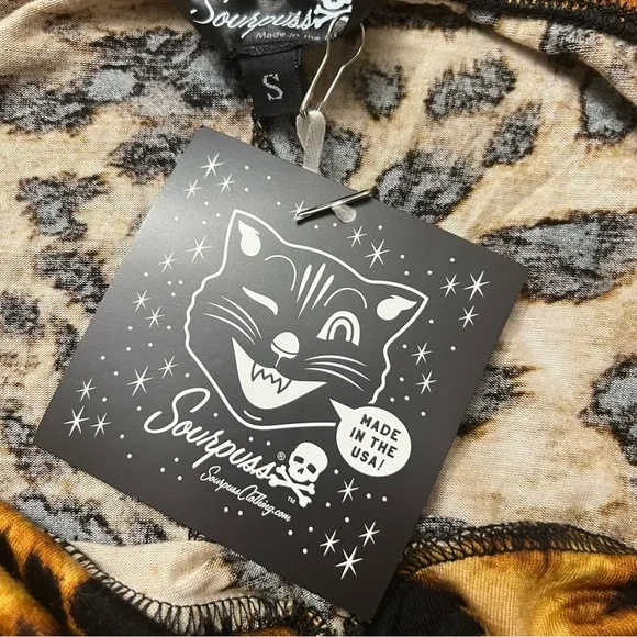 SOURPUSS leopard slip dress spaghetti straps lace trim small NWT