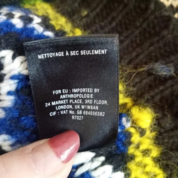 Sparrow Anthropologie Cotton Wool Blend Fair Isle Zip Up Sweater Coat Size Small
