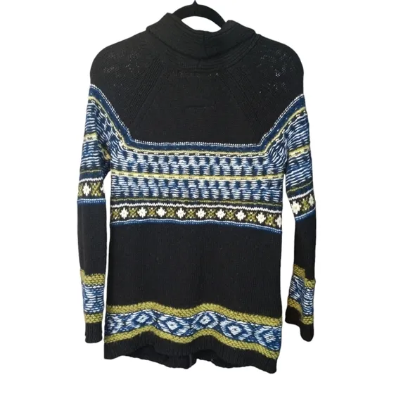 Sparrow Anthropologie Cotton Wool Blend Fair Isle Zip Up Sweater Coat Size Small