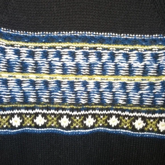 Sparrow Anthropologie Cotton Wool Blend Fair Isle Zip Up Sweater Coat Size Small