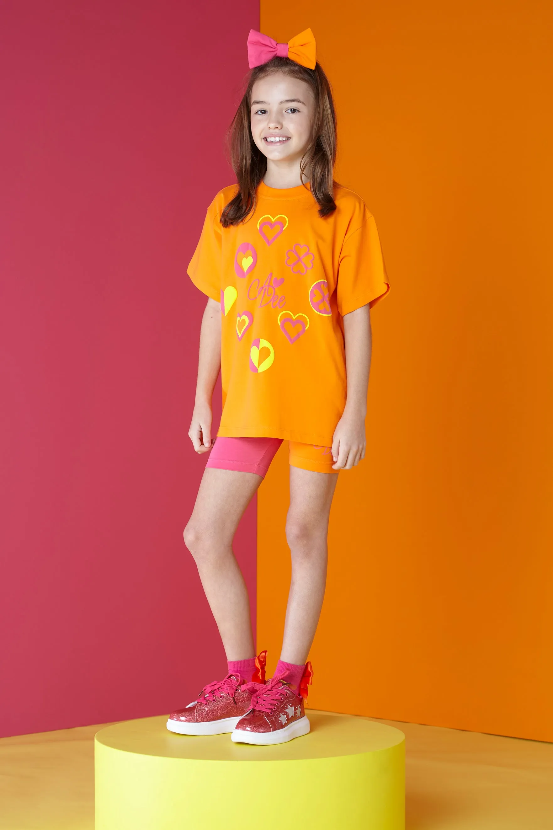 SS24 A Dee Girls Marnie Bold Hearts Cycle Short Set