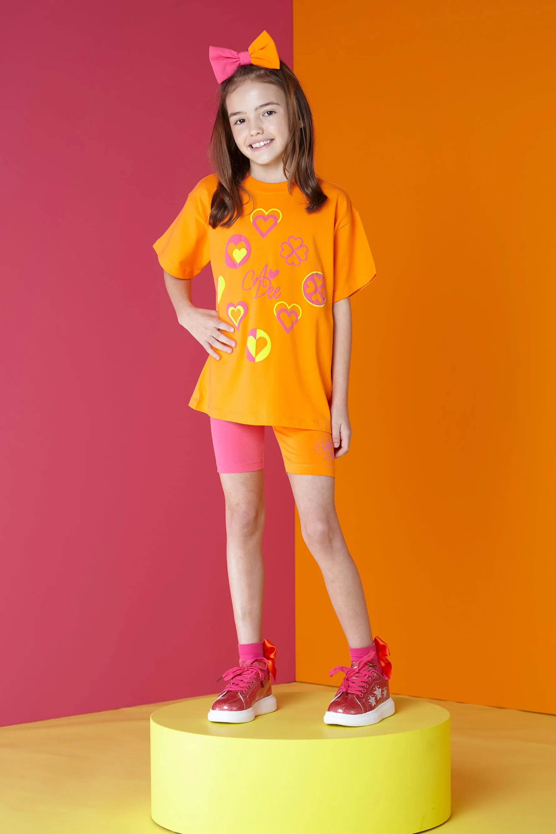 SS24 A Dee Girls Marnie Bold Hearts Cycle Short Set