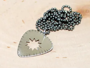 Sterling silver guitar pick necklace