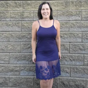 Stop and Smell the Roses Navy Blue Lace Dress Extender Slip