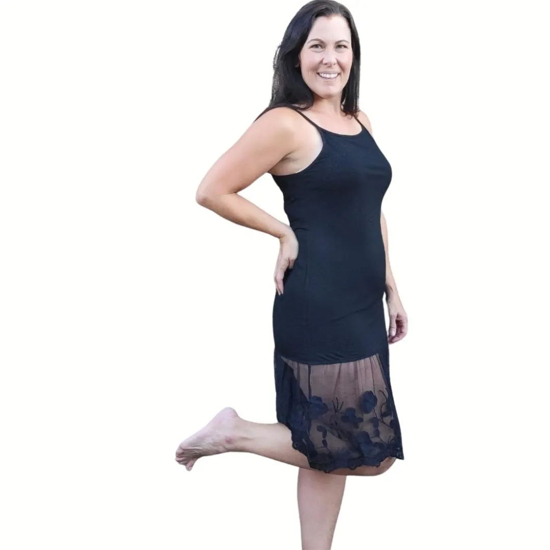 Stop and Smell the Roses Navy Blue Lace Dress Extender Slip