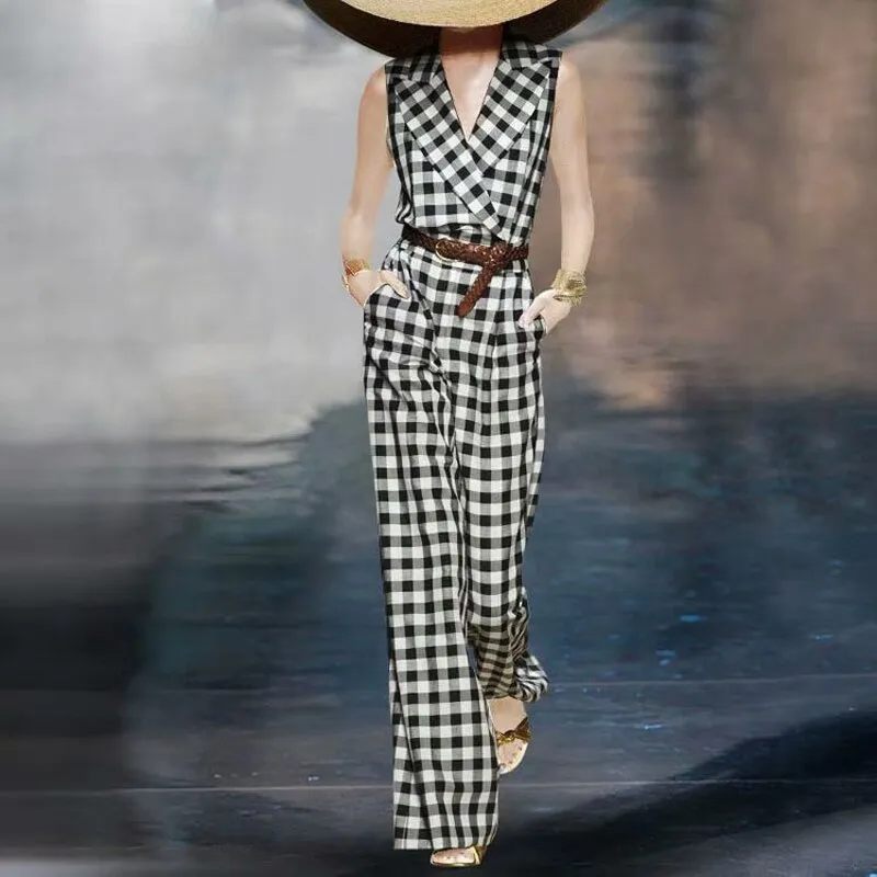 Summer Runway Retro Print Jumpsuit