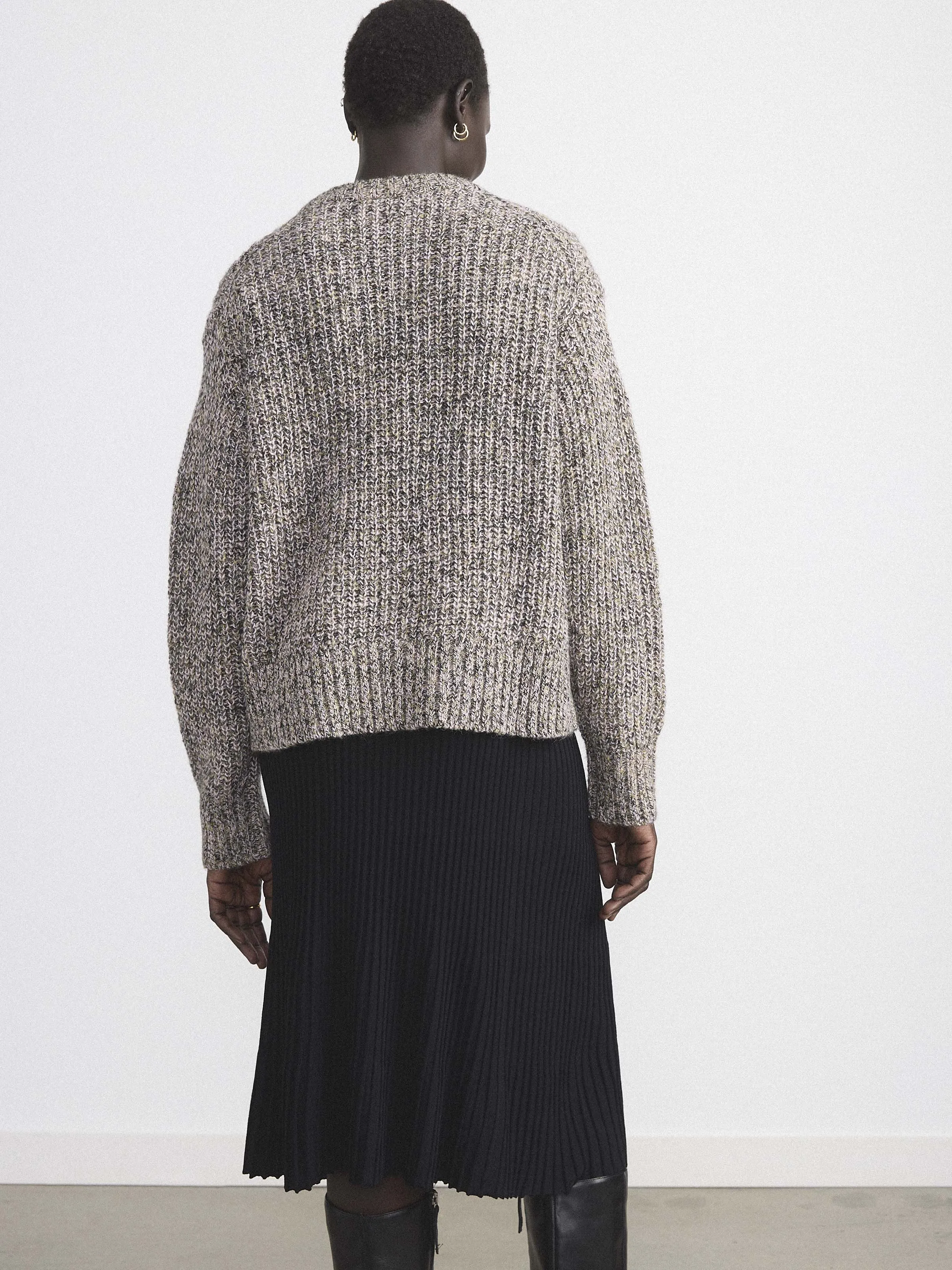 The Multicolour Fuzzy Sweater in Grey Morn