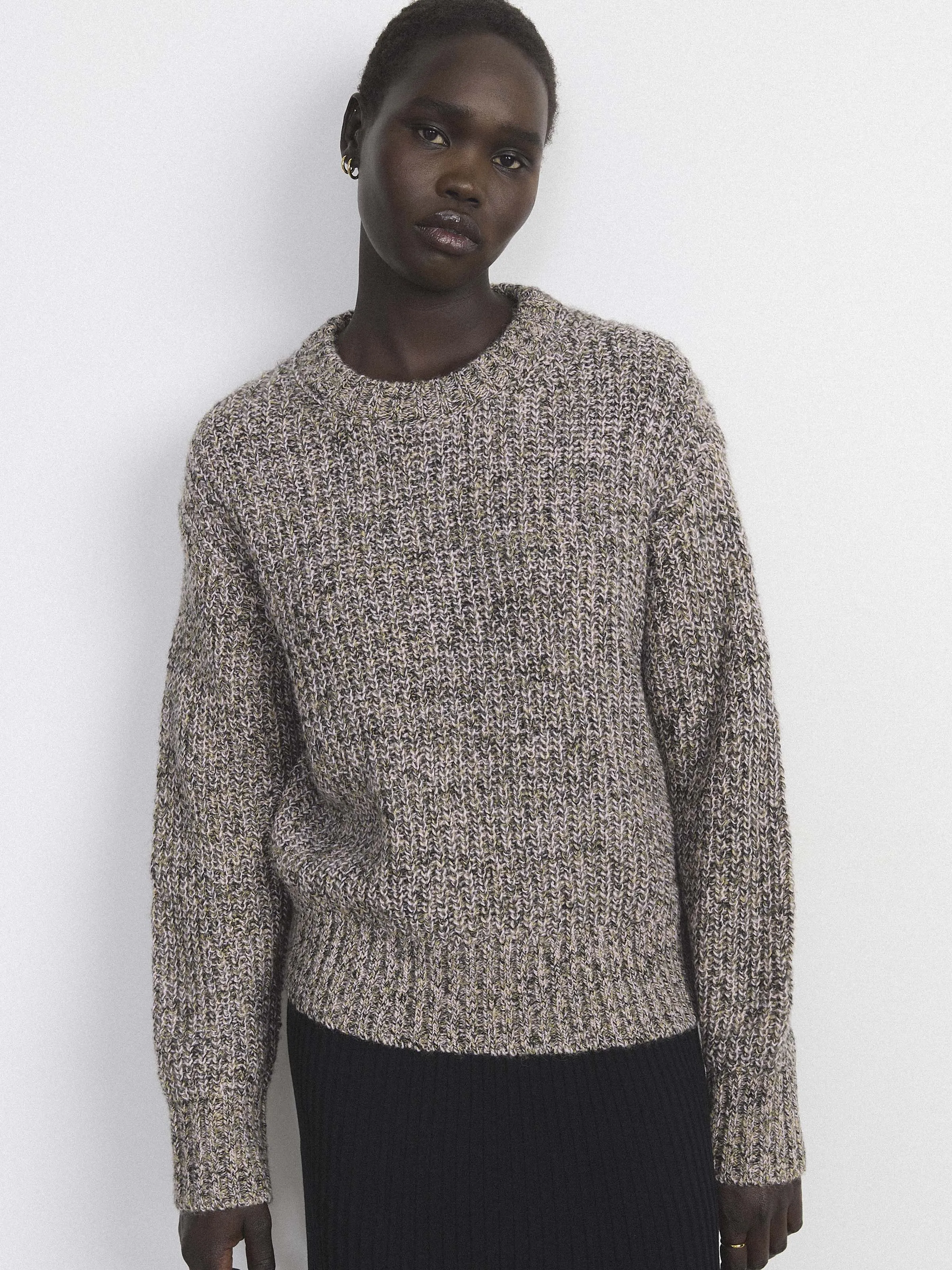 The Multicolour Fuzzy Sweater in Grey Morn