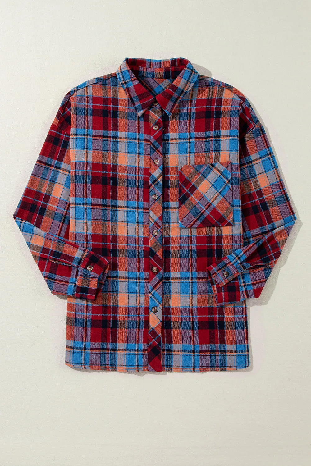 The Seasons Are Changing Red Plaid Print Loose Vintage Top