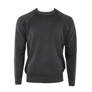 Tiger Merino Raglan Sleeve Crewneck Sweater in Charcoal