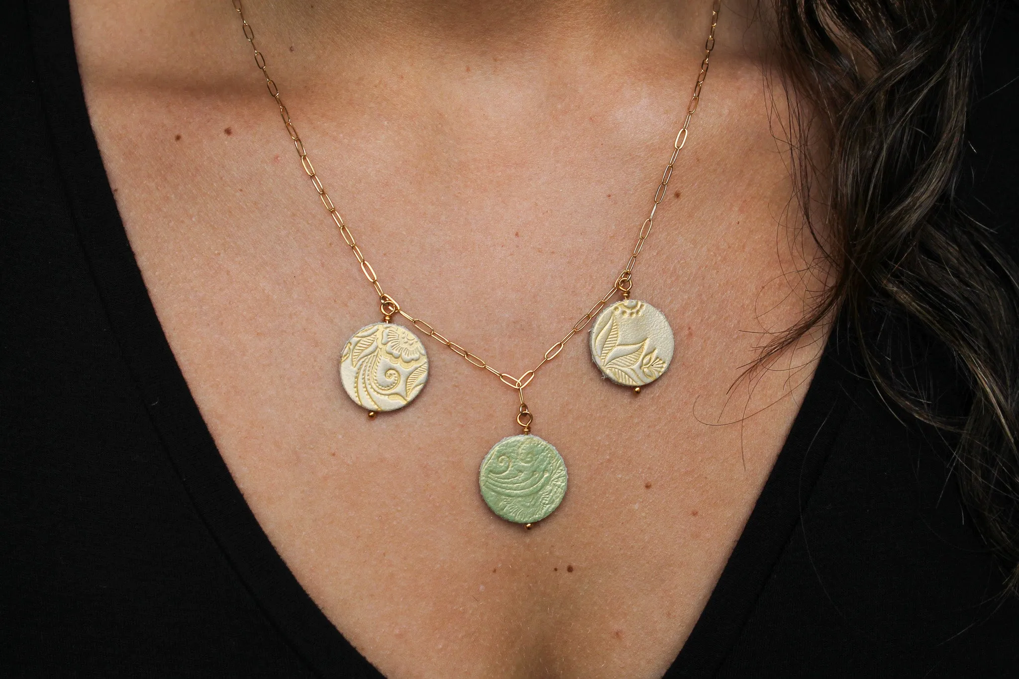 Triple Disc Necklace / Golden Elemental