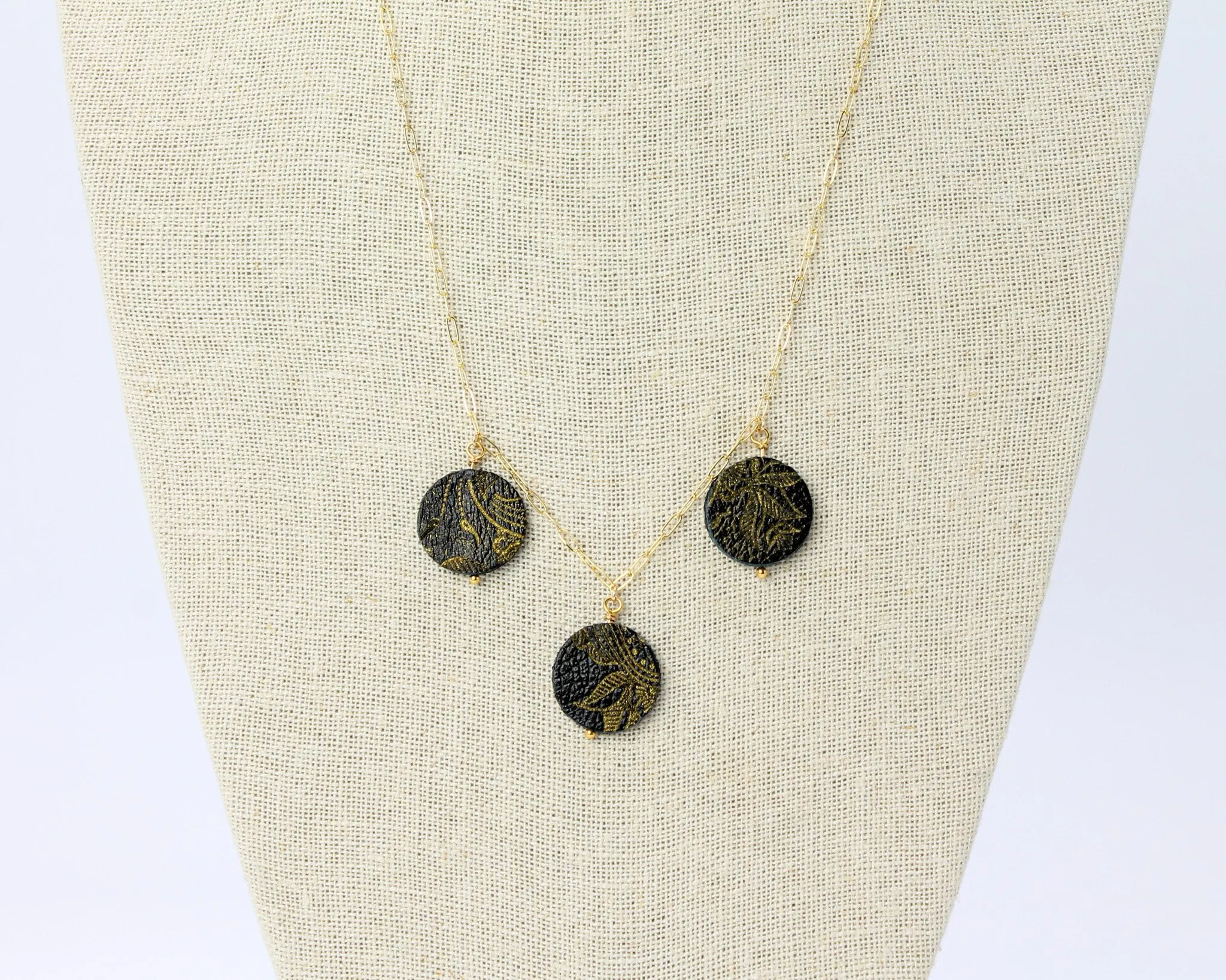 Triple Disc Necklace- Onyx Elemental