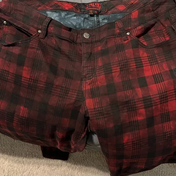 Tripp over dyed retro plaid thinner material with some spandex