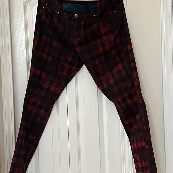 Tripp over dyed retro plaid thinner material with some spandex
