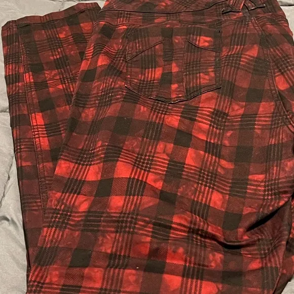 Tripp over dyed retro plaid thinner material with some spandex
