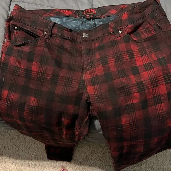 Tripp over dyed retro plaid thinner material with some spandex