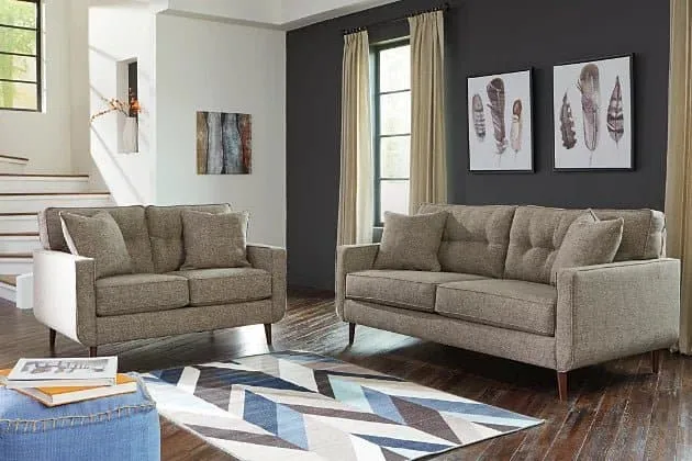 Tweed Mid-Century Modern Sofa in Jute