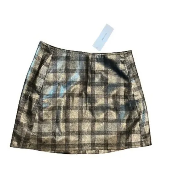 Urban Outfitters Jackie Plaid Pelmet Metallic Mini Skirt NWT Small S