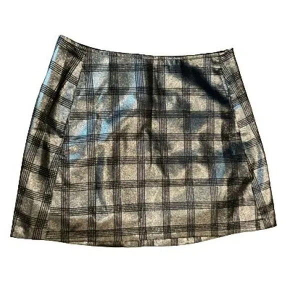 Urban Outfitters Jackie Plaid Pelmet Metallic Mini Skirt NWT Small S