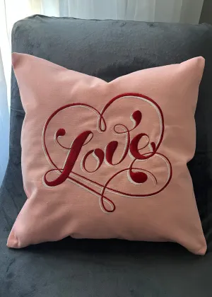 Valentine's Day "Love" Hearts Pillow Cover - Embroidered Modern Farmhouse - Vintage inspired - Home
