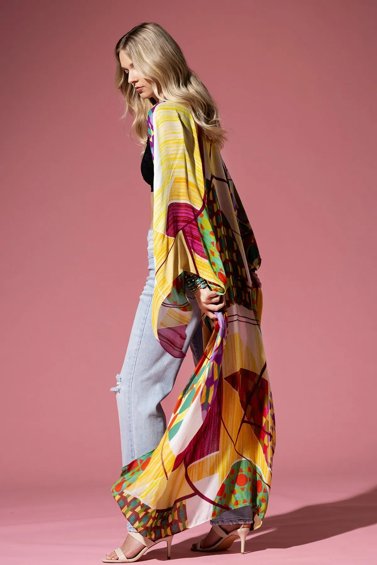 Vibrant Geometric Maxi Kimono