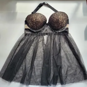 𝅺Victoria's Secret Lingerie Halter Babydoll Women's 34D Whimsigoth Fairygrunge