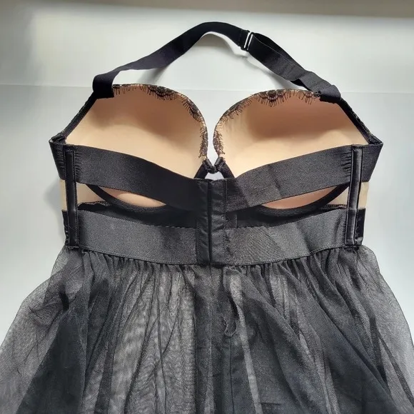 𝅺Victoria's Secret Lingerie Halter Babydoll Women's 34D Whimsigoth Fairygrunge
