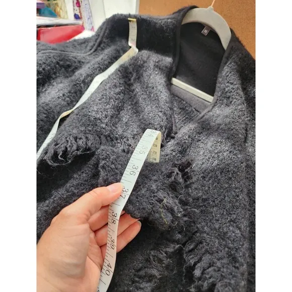 VINCE. Black Merino Wool Mohair Chunky Nubby Cardigan Sweater Coat Oversized XS
