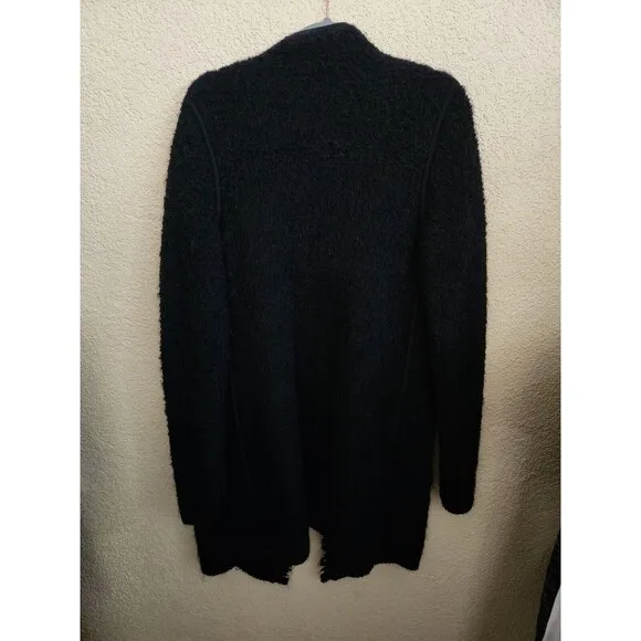 VINCE. Black Merino Wool Mohair Chunky Nubby Cardigan Sweater Coat Oversized XS