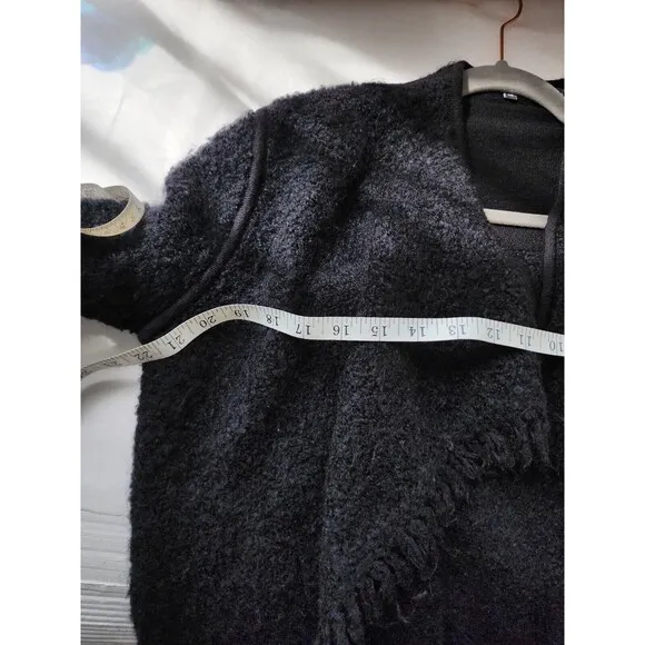 VINCE. Black Merino Wool Mohair Chunky Nubby Cardigan Sweater Coat Oversized XS