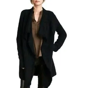 VINCE. Black Merino Wool Mohair Chunky Nubby Cardigan Sweater Coat Oversized XS