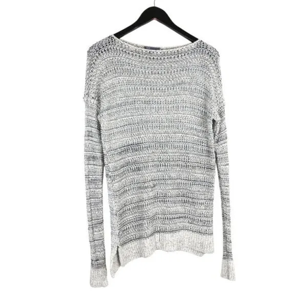 VINCE Heathered Marled Knited Scoop Neck Slouchy Fit Grey Sweater