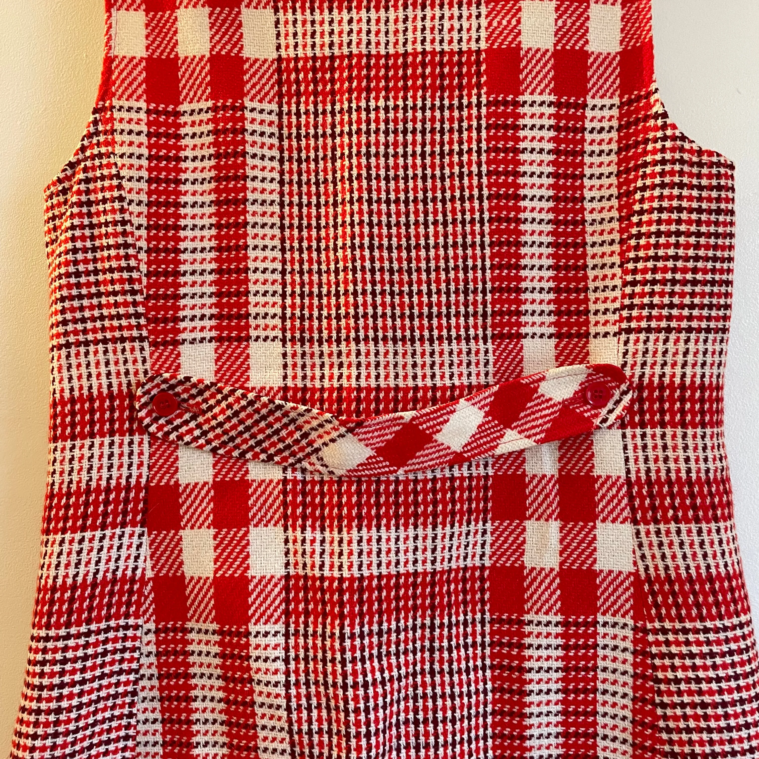 Vintage 1960s Bobbie Brooks button up plaid tunic jumper pinafore sleeveless micro mini dress // Made in the USA (HT2325)