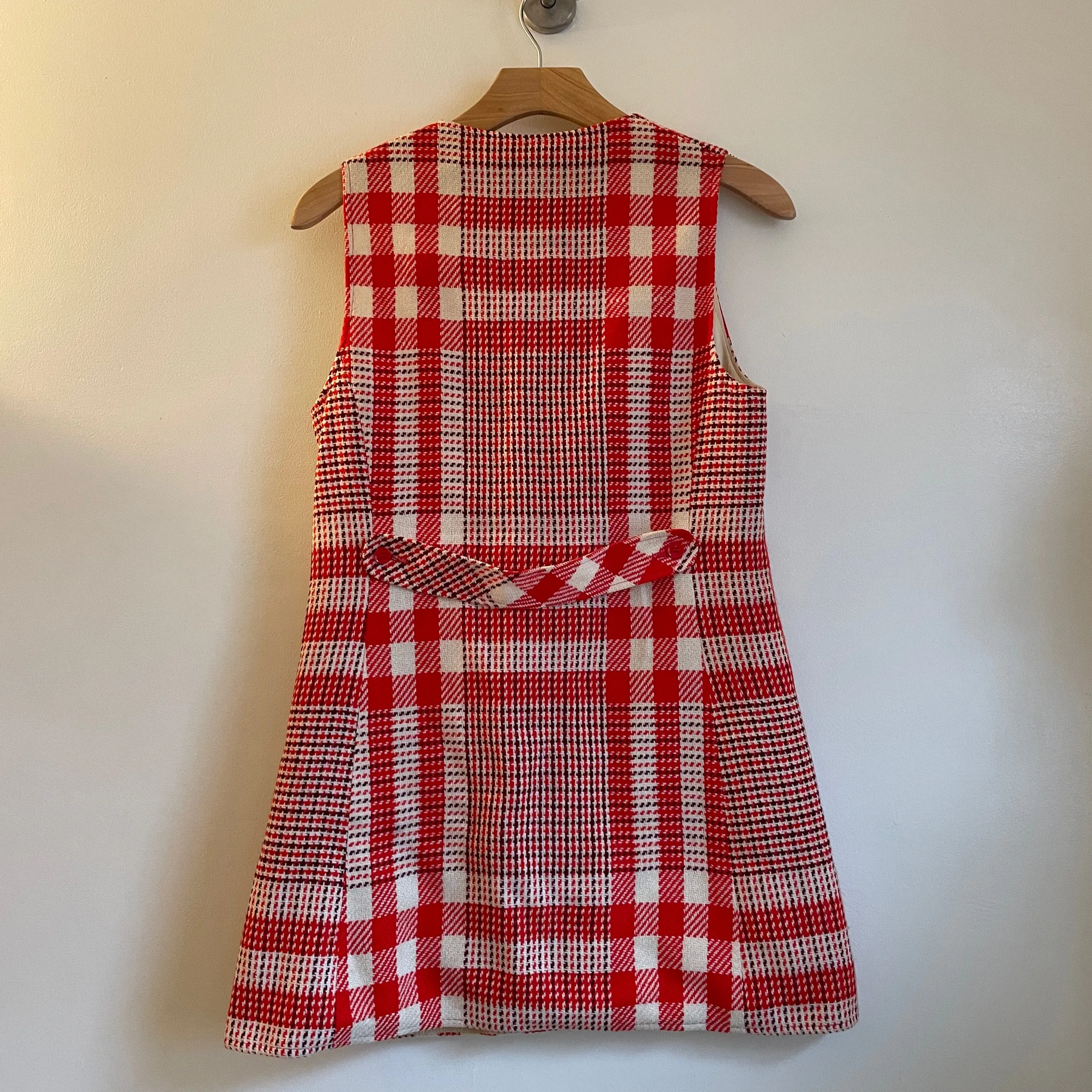 Vintage 1960s Bobbie Brooks button up plaid tunic jumper pinafore sleeveless micro mini dress // Made in the USA (HT2325)
