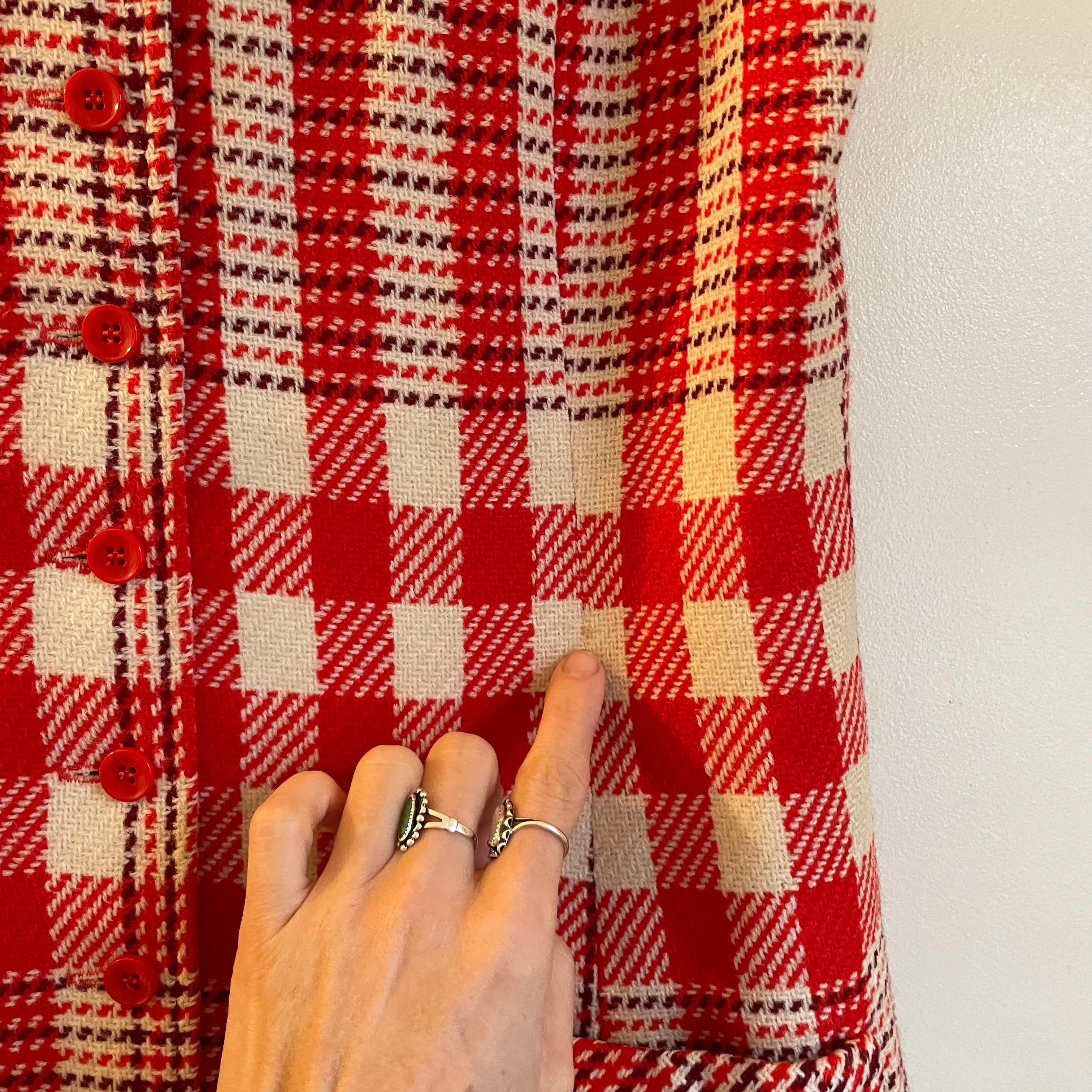 Vintage 1960s Bobbie Brooks button up plaid tunic jumper pinafore sleeveless micro mini dress // Made in the USA (HT2325)