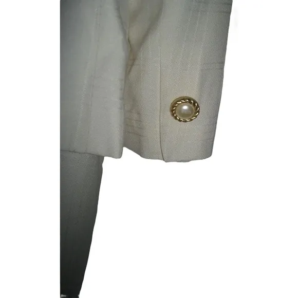 Vintage 90's Petite Sophisticate Suit Plaid Ivory Pearl Buttons Blazer Suit NWT
